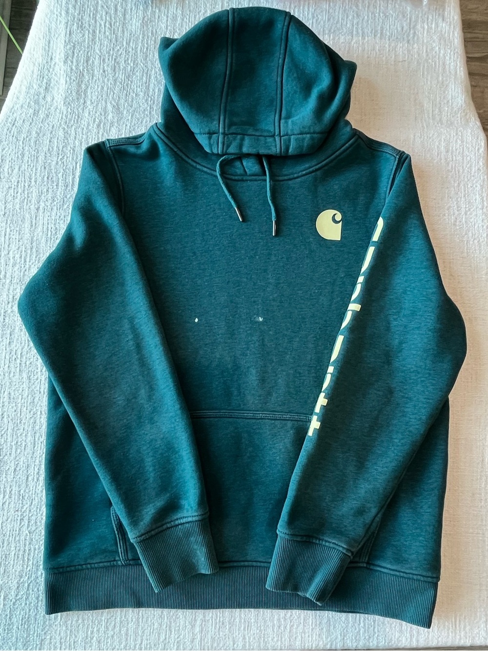 Carhartt Women’s L 12/14 Teal Greenstone Clarksburg Sleeve Pullover Hoodie